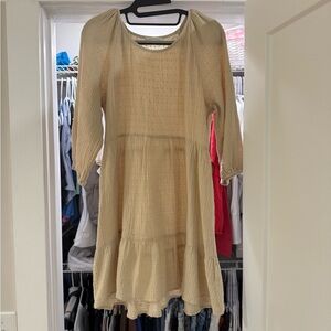 Copper Key Cream Textured Gauze Tank Dress